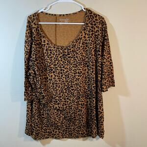 Terra & Sky Leopard Print Top Size 16/18